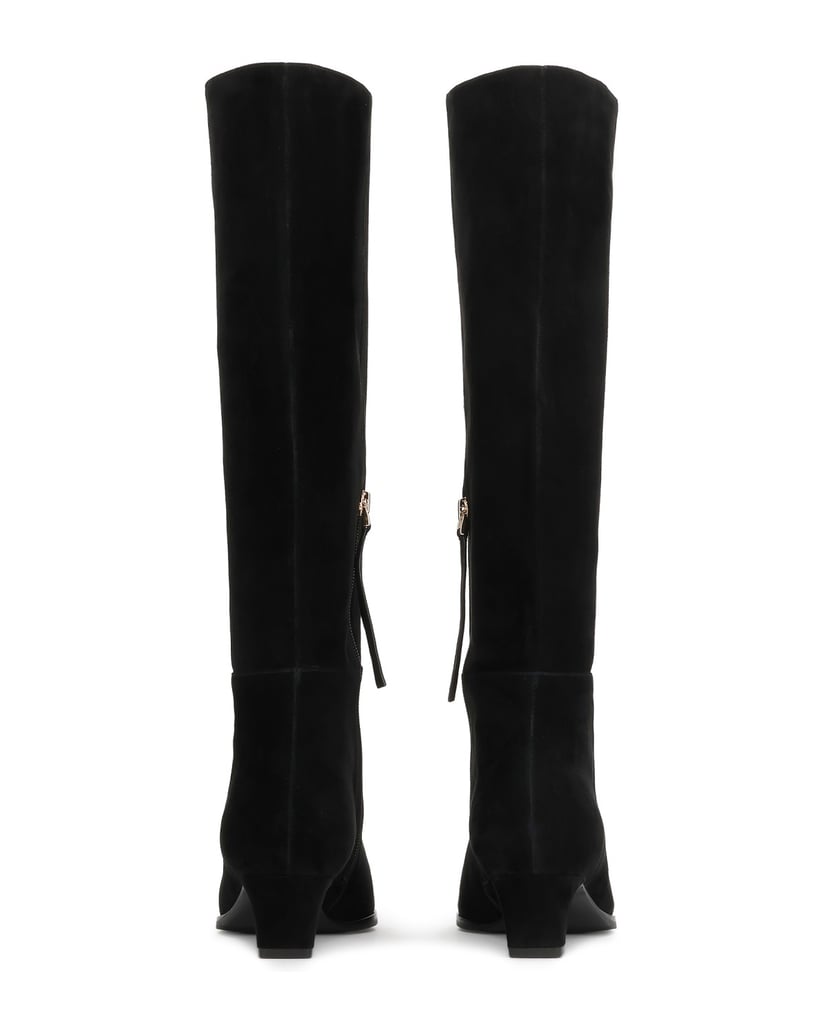 Kazar-Black-suede-high-boots-with-a-slender-heel-černá