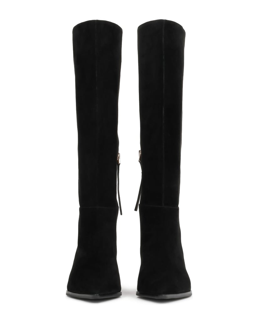 Kazar-Black-suede-high-boots-with-a-slender-heel-černá