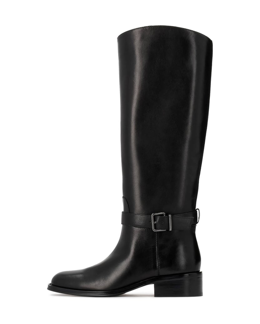 Kazar-Black-leather-high-boots-with-ankle-straps-černá