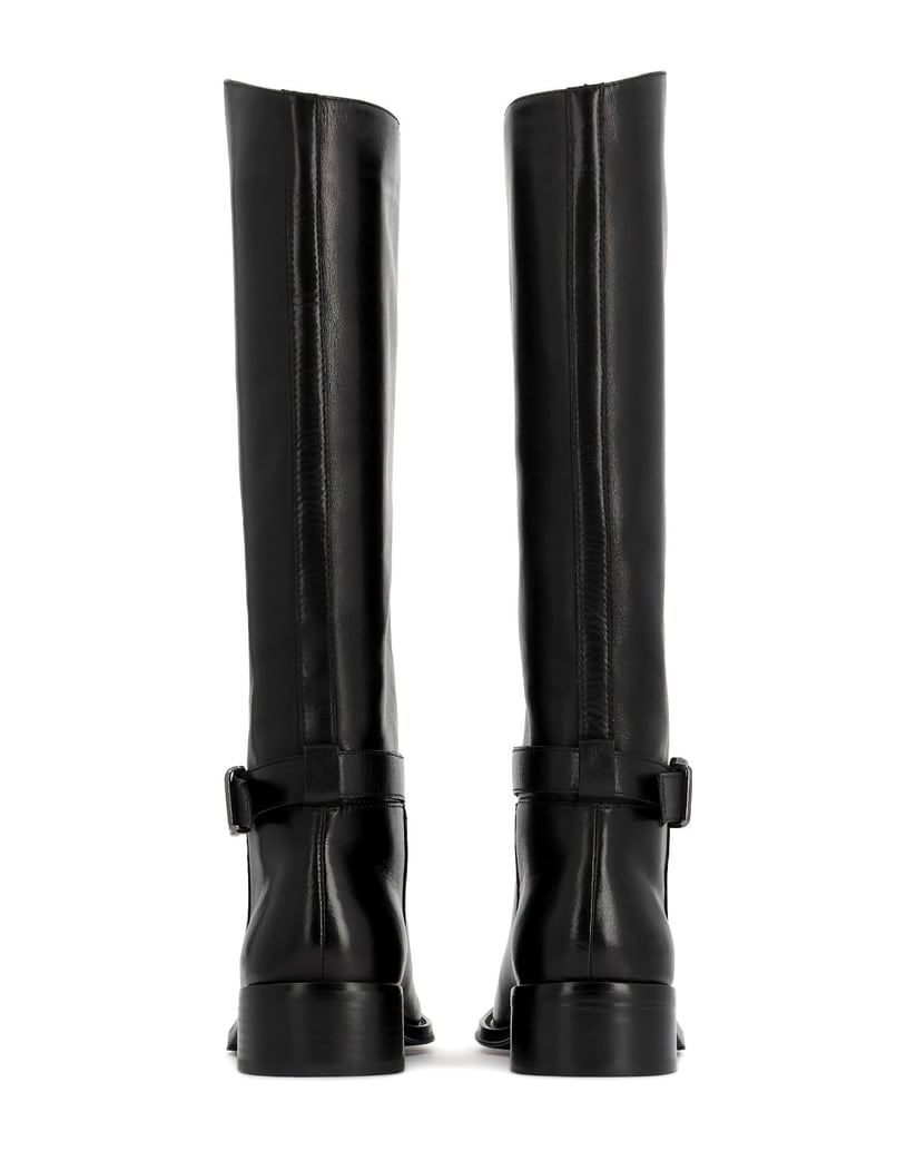 Kazar-Black-leather-high-boots-with-ankle-straps-černá