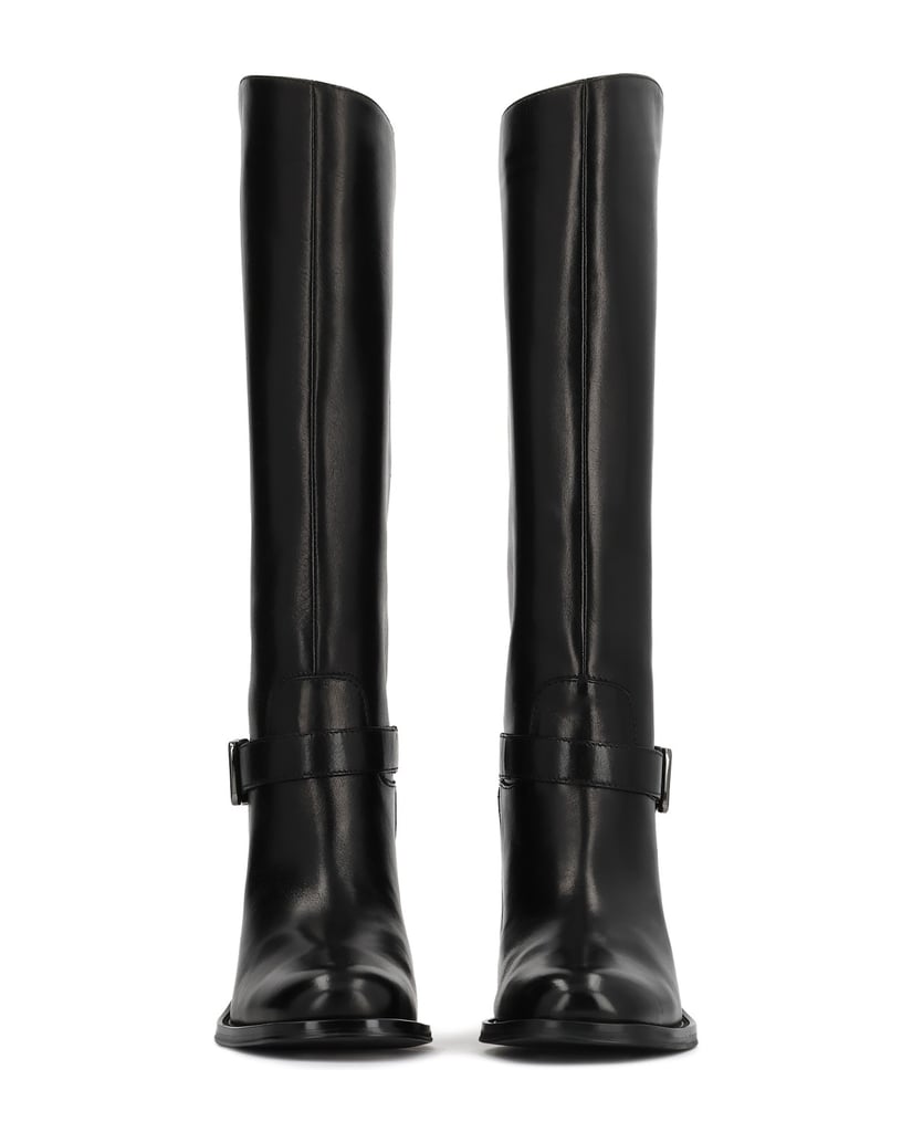 Kazar-Black-leather-high-boots-with-ankle-straps-černá