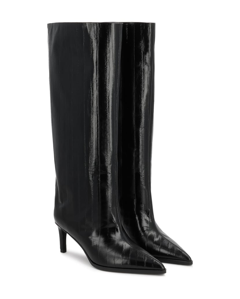 Kazar-Slip-on-high-boots-in-genuine-leather-with-a-vertical-pattern-čierna