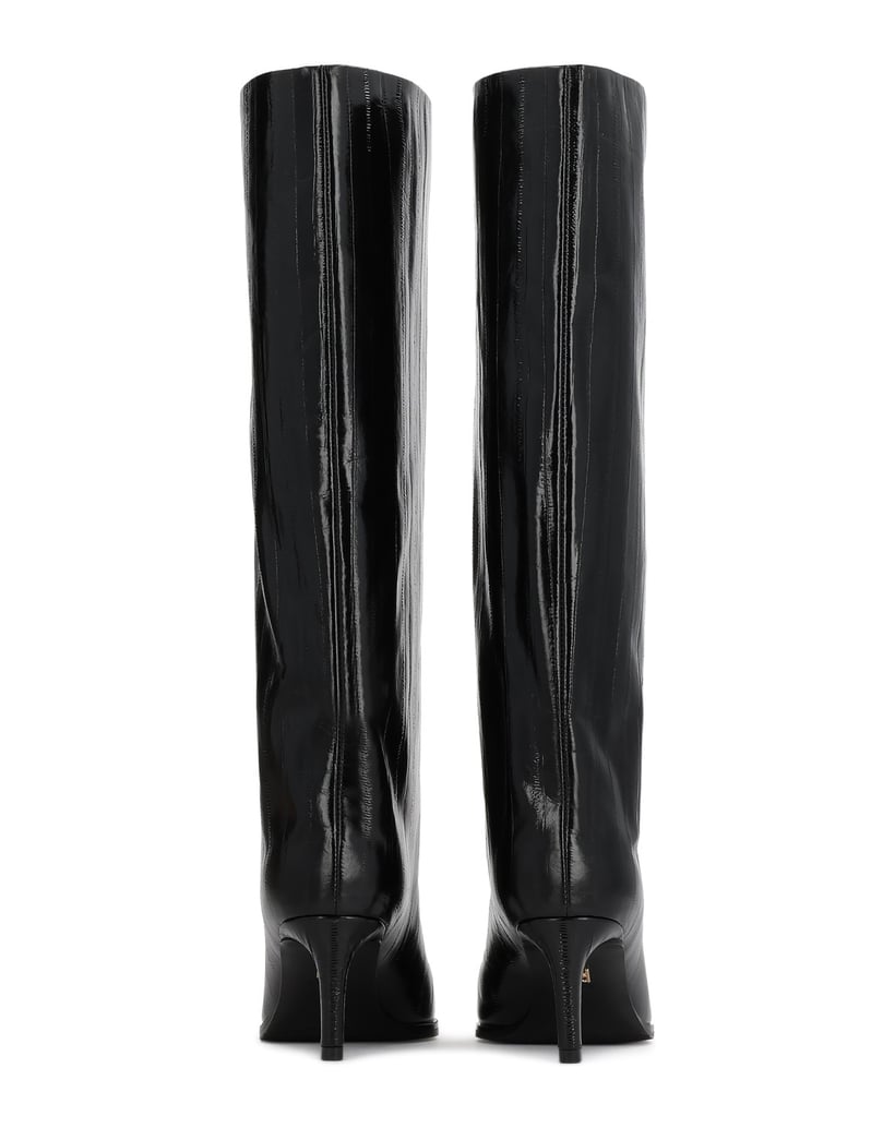 Kazar-Slip-on-high-boots-in-genuine-leather-with-a-vertical-pattern-čierna