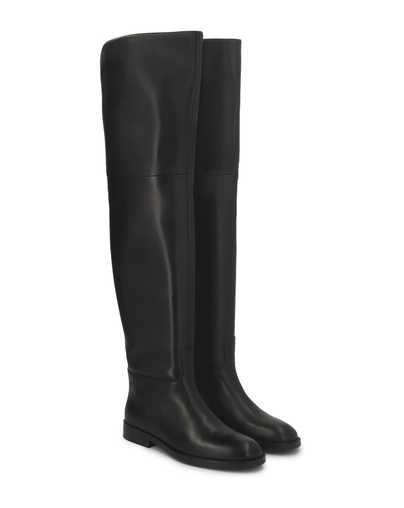 Kazar-Leather-over-knee-boots-on-a-flat-sole-čierna