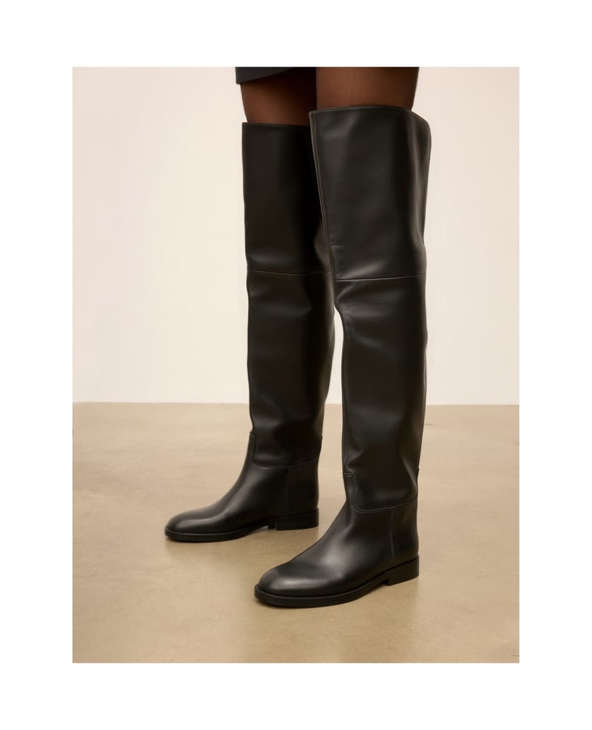 Kazar-Leather-over-knee-boots-on-a-flat-sole-čierna