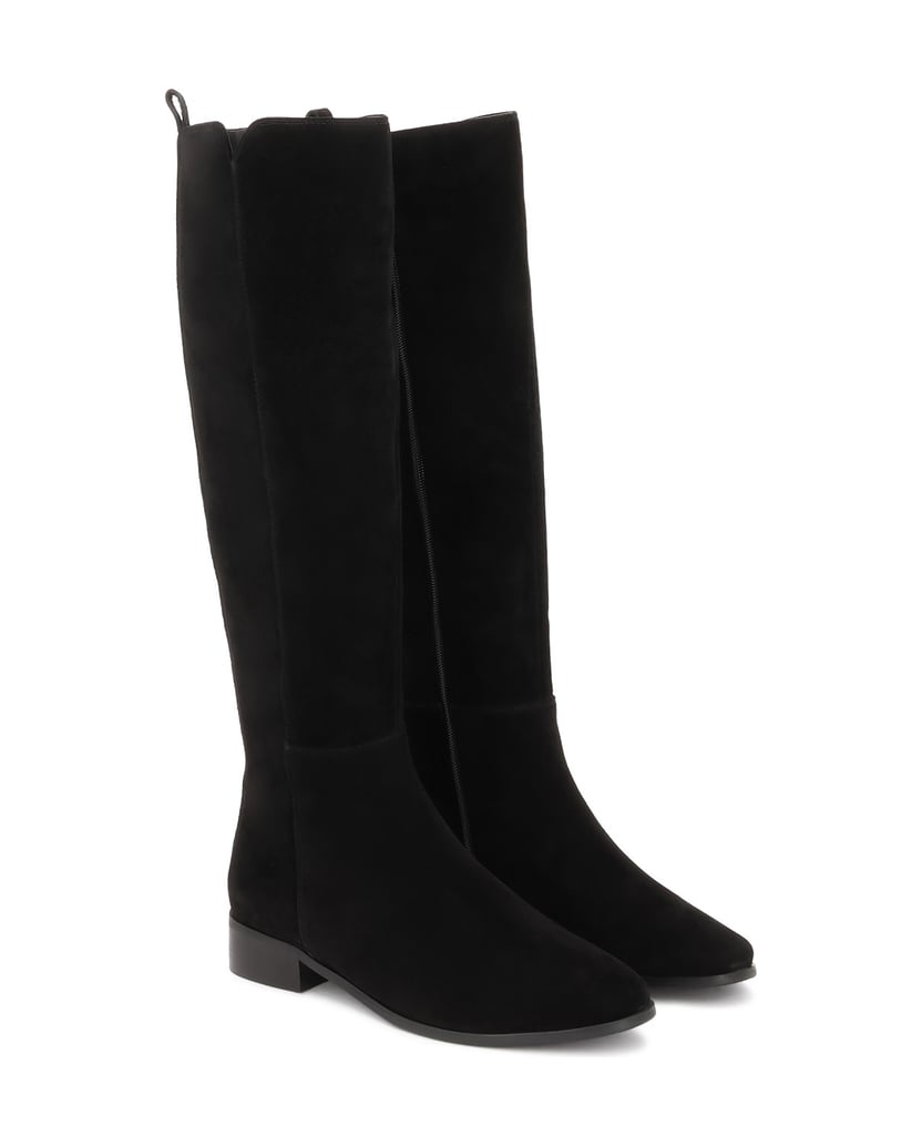 Kazar-Suede-high-boots-on-a-stable-flat-heel-černá