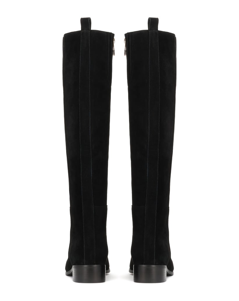 Kazar-Suede-high-boots-on-a-stable-flat-heel-černá