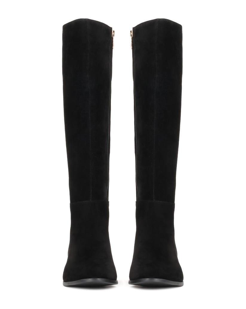 Kazar-Suede-high-boots-on-a-stable-flat-heel-černá