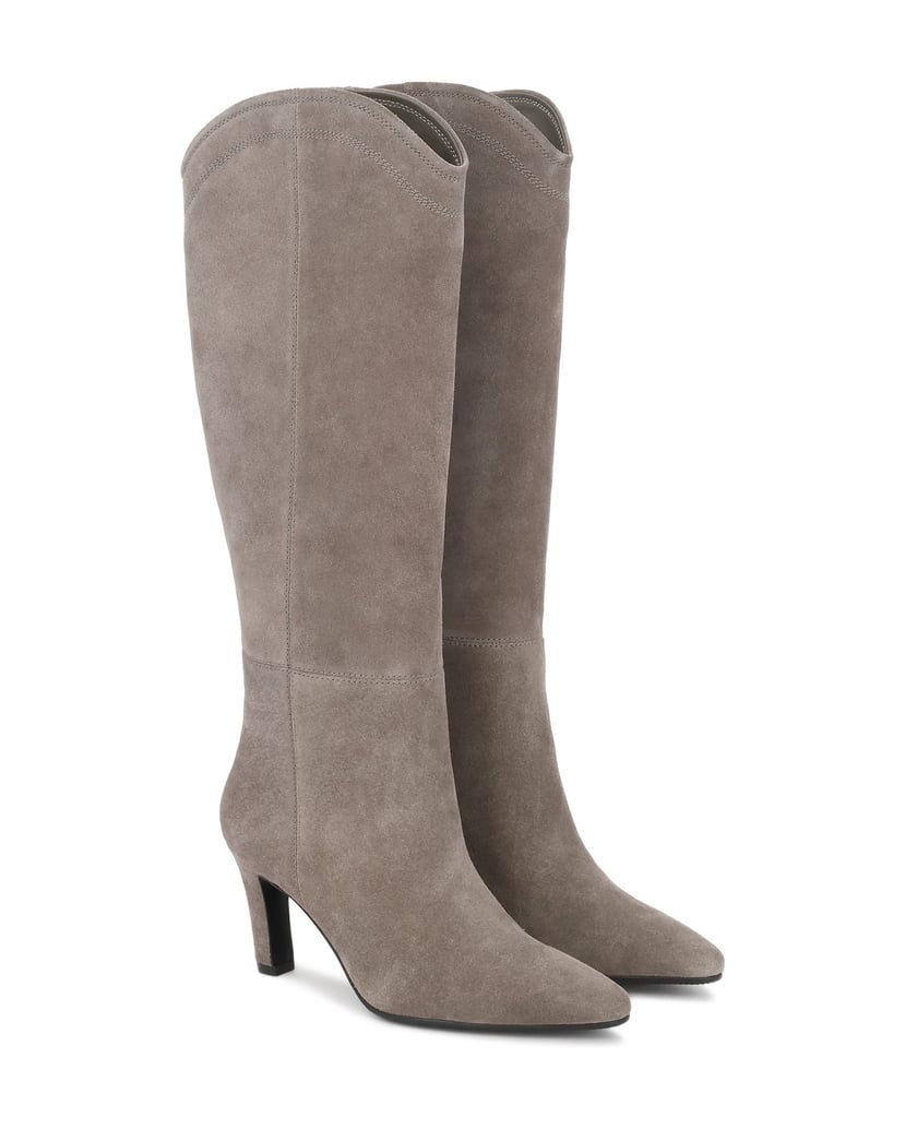 Kazar-Grey-suede-heeled-high-boots-šedá
