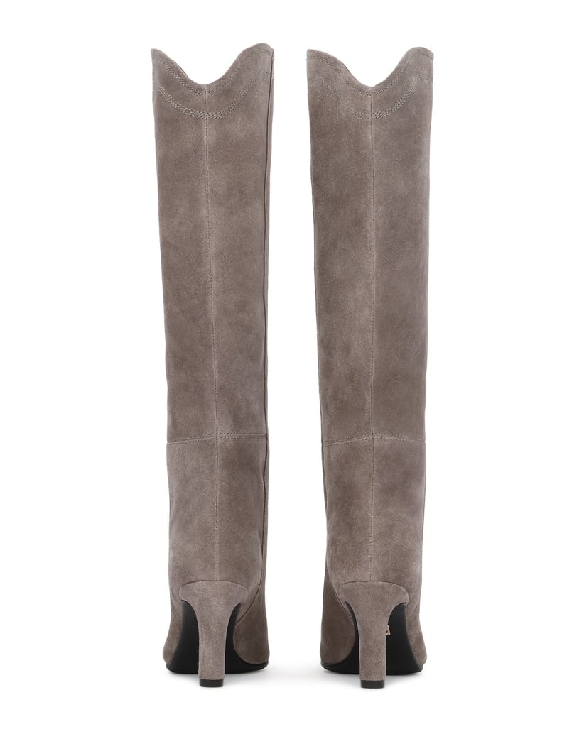 Kazar-Grey-suede-heeled-high-boots-šedá