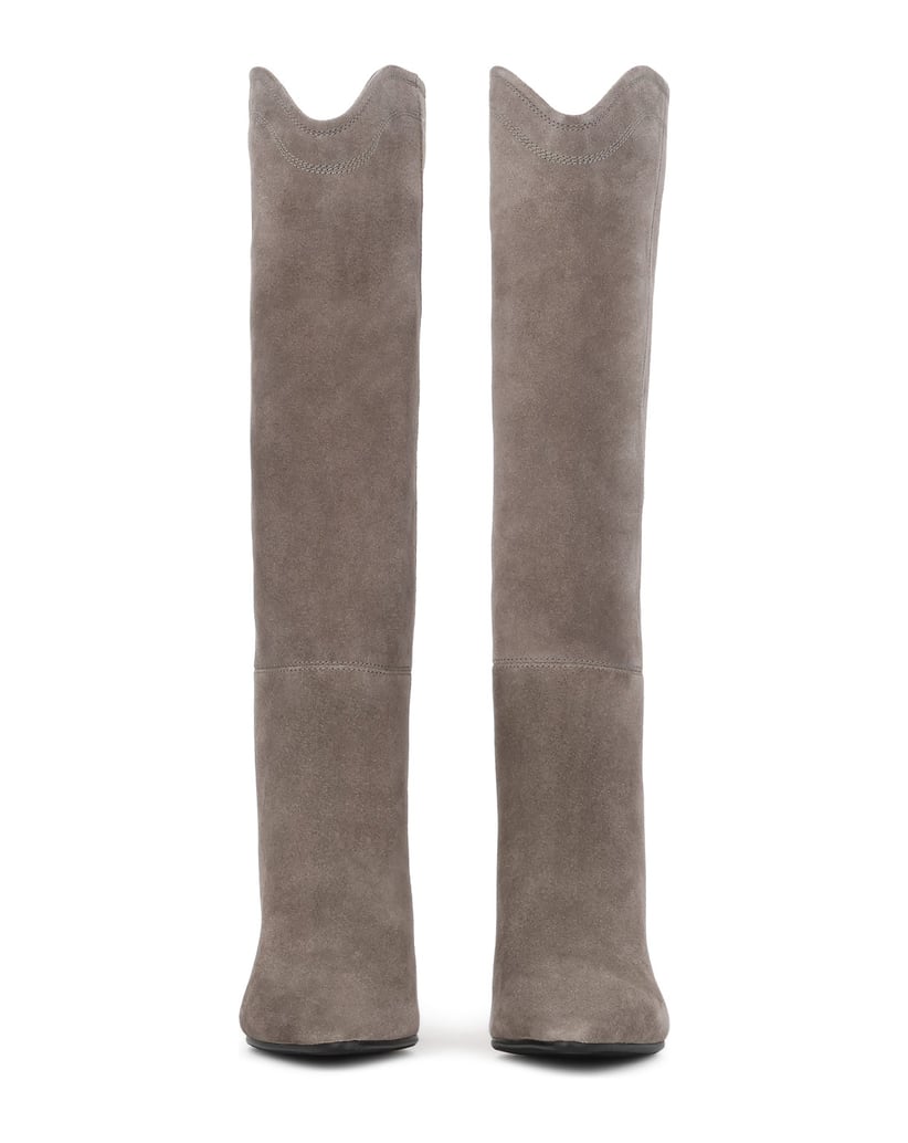 Kazar-Grey-suede-heeled-high-boots-šedá