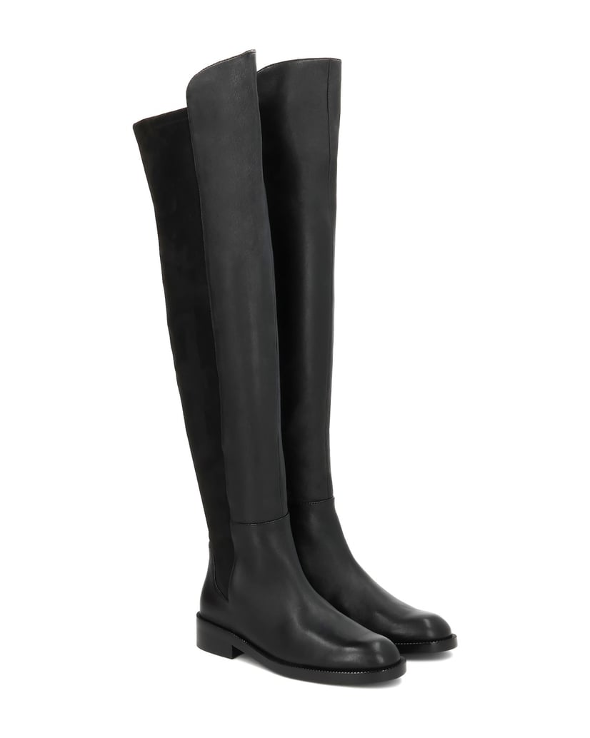 Kazar-Black-over-knee-boots-in-genuine-leather-and-fabric-černá