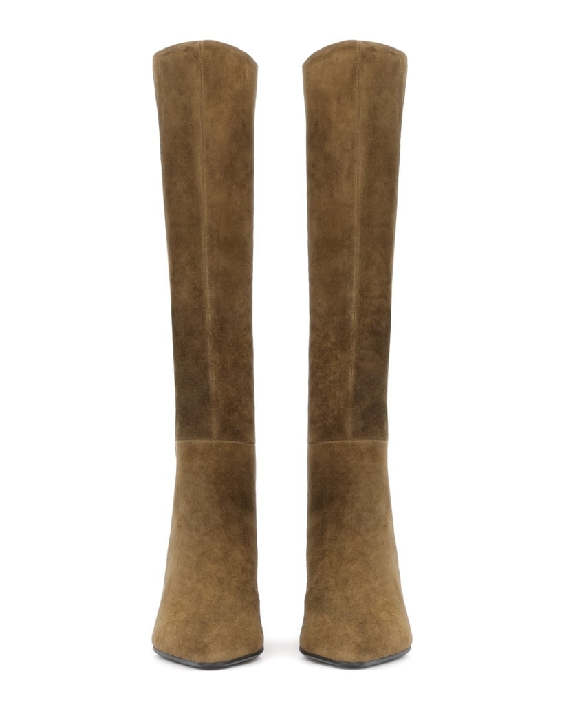 Kazar-High-boots-in-khaki-suede-with-a-cowboy-heel-olivová