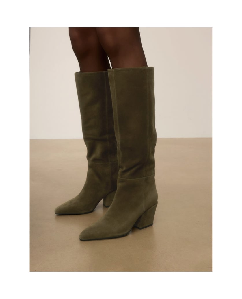 Kazar-High-boots-in-khaki-suede-with-a-cowboy-heel-olivová