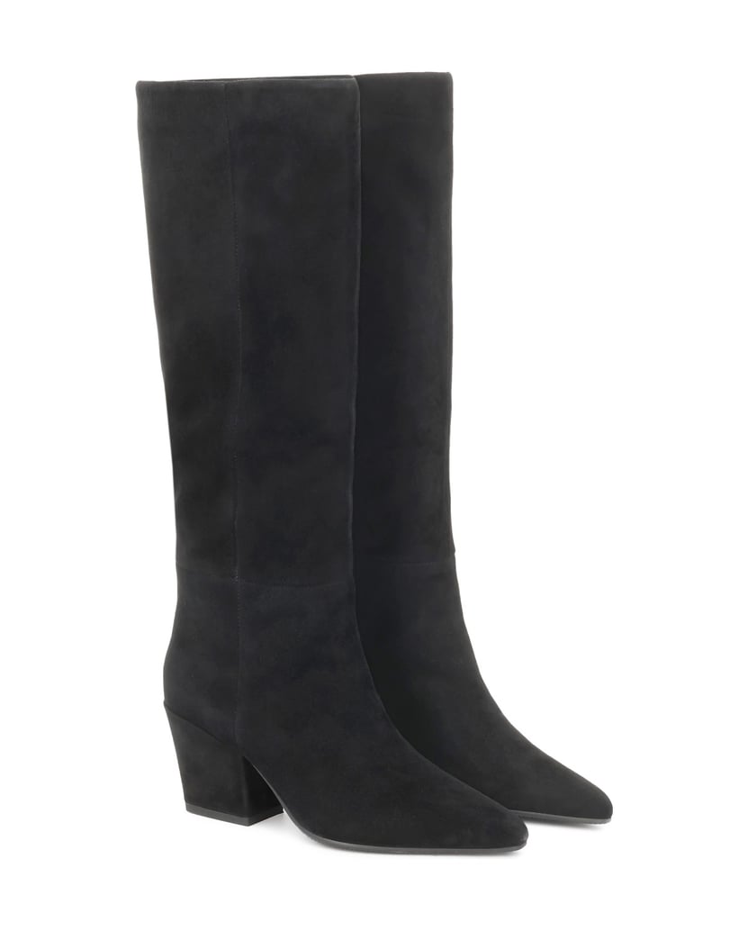 Kazar-Black-suede-western-style-high-boots-černá