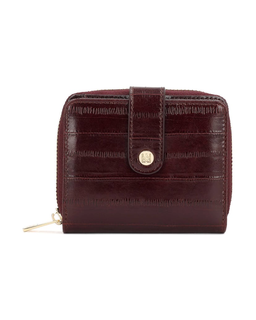 Kazar-Maroon-embossed-leather-wallet-červená