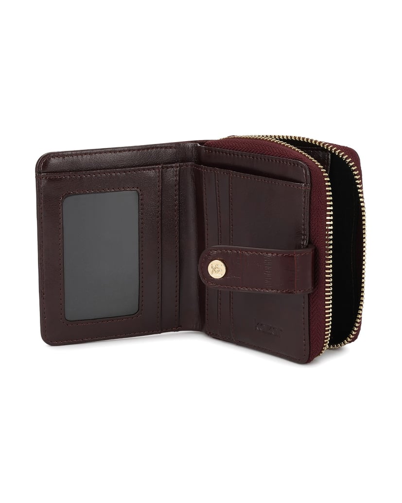 Kazar-Maroon-embossed-leather-wallet-červená