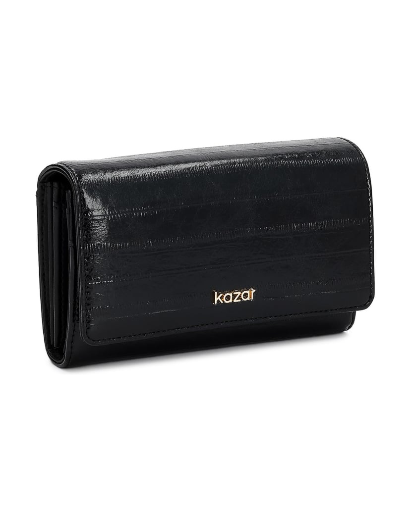 Kazar-Black-leather-wallet-with-an-oblong-pattern-černá