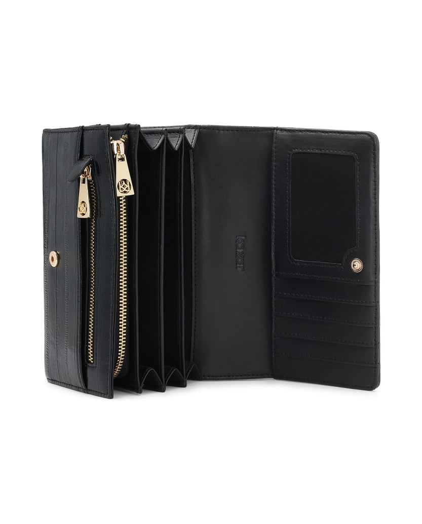 Kazar-Black-leather-wallet-with-an-oblong-pattern-černá