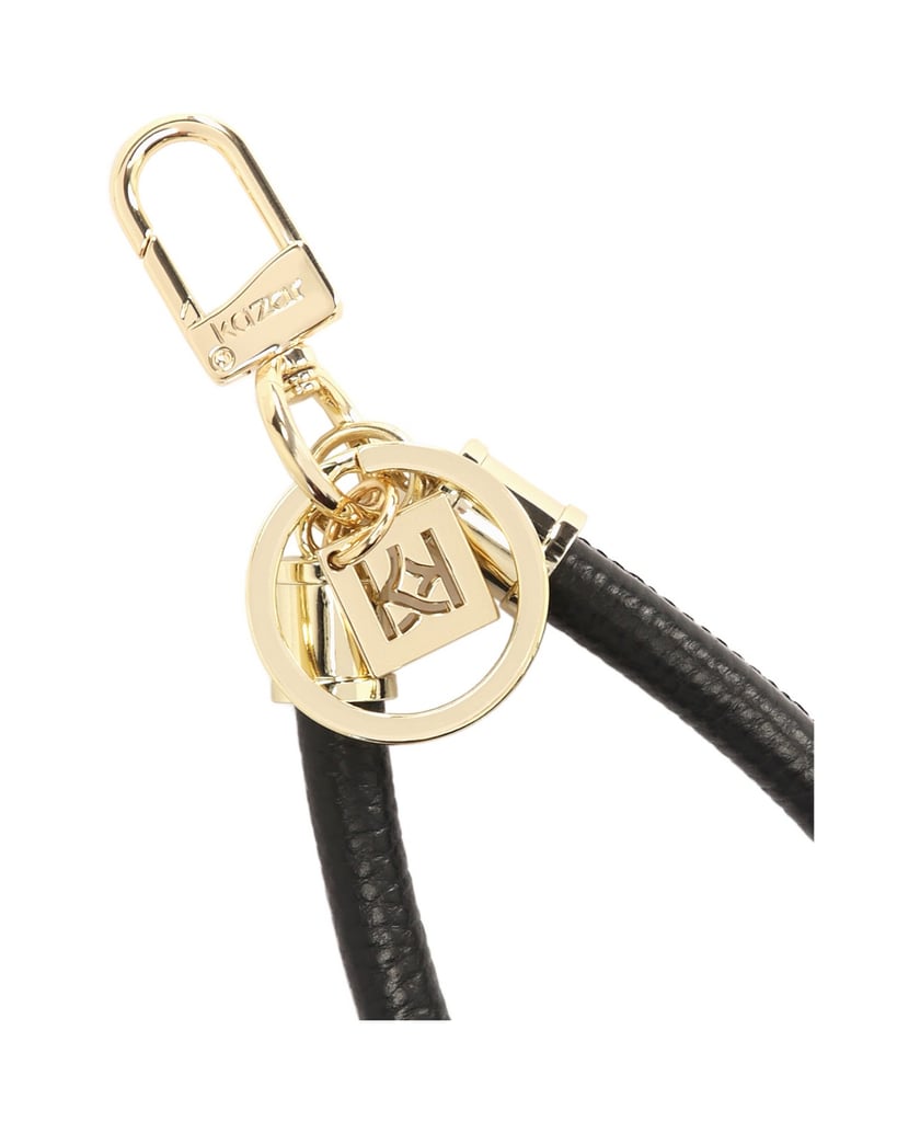 Kazar-Black-leather-keychain-for-keys-and-bags-černá