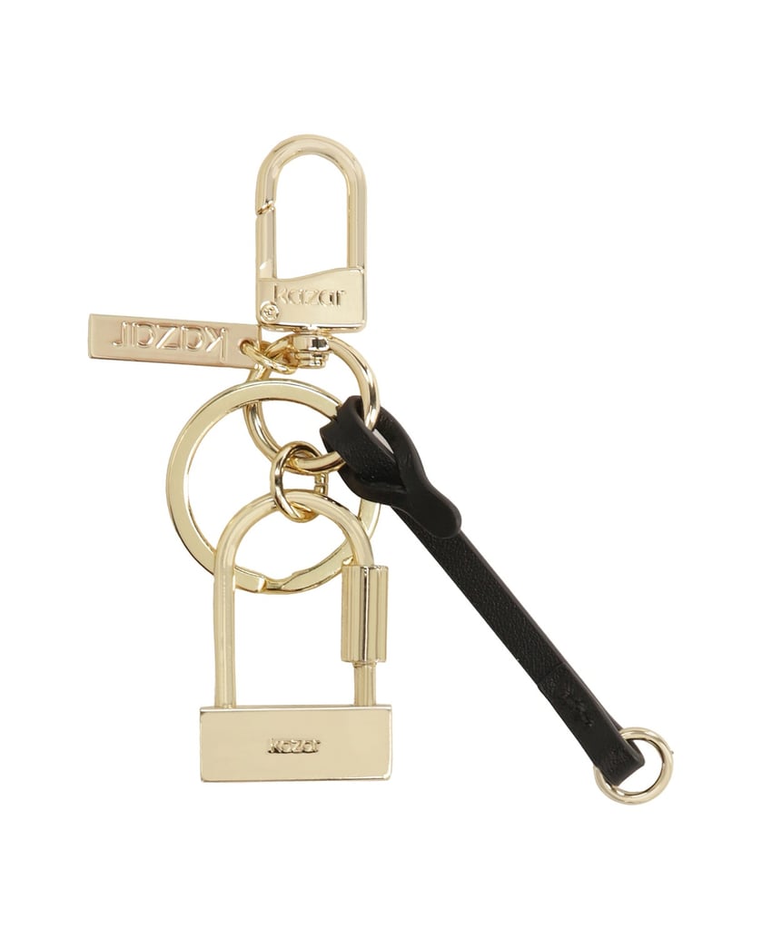 Kazar-Black-leather-keychains-with-gold-details-černá