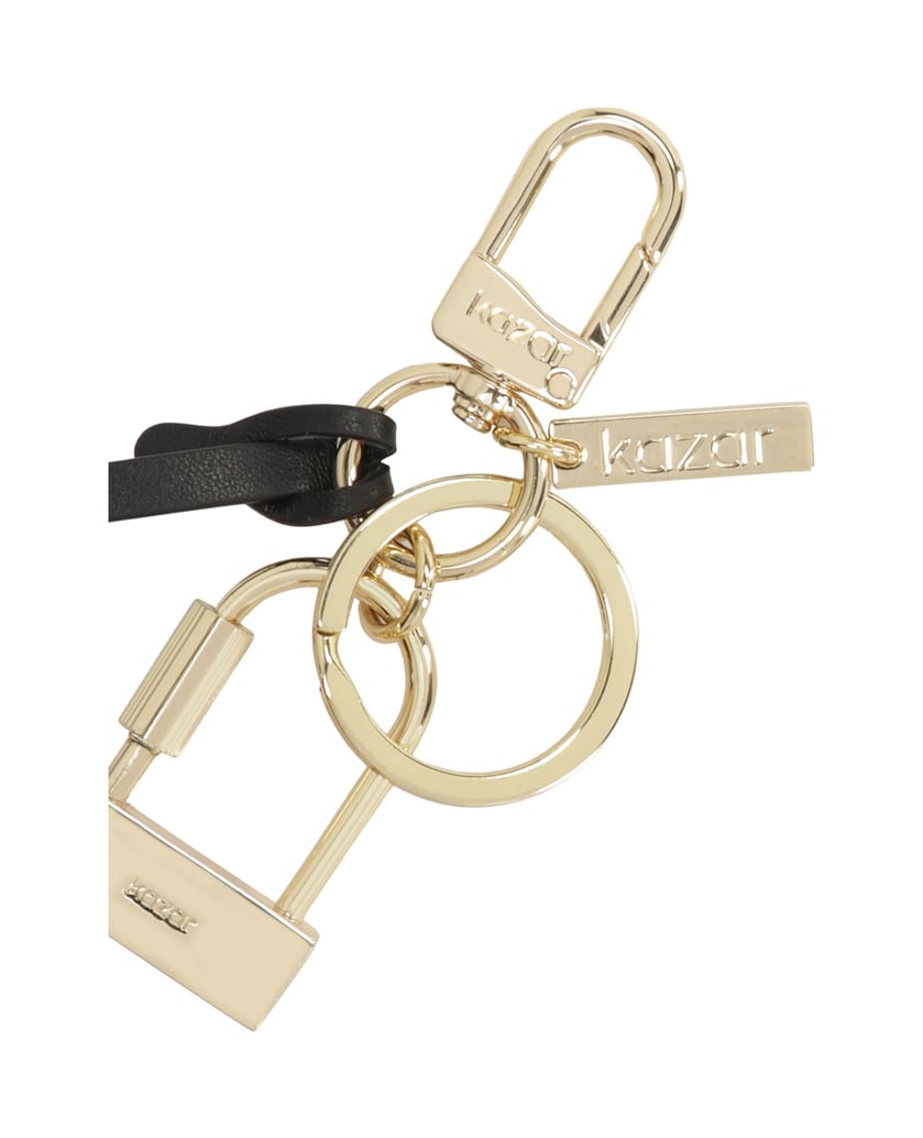 Kazar-Black-leather-keychains-with-gold-details-černá
