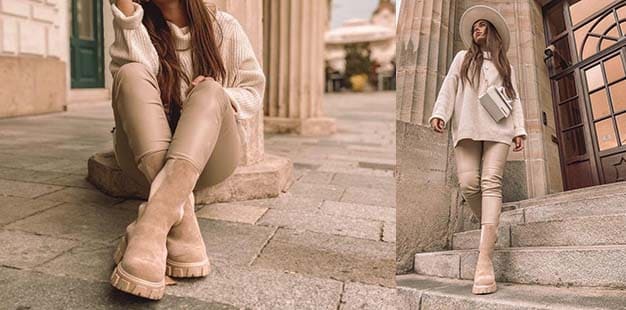 Boots für Damen in beige und cremefarben